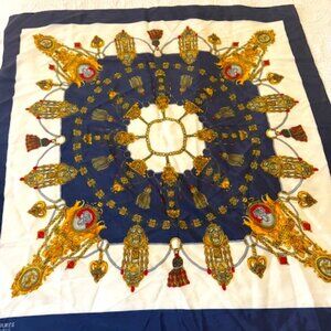 Hermes Paris Silk Scarf of Medallions and Tassels